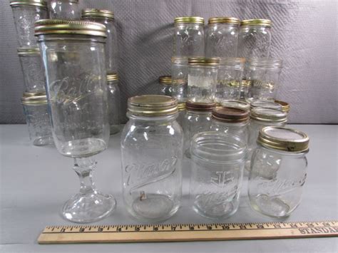 Lot Detail - ASSORTED CANNING JARS, SPICE JARS &amp; DRINKING JARS