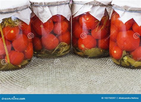 Glass Jars Full of Canned Tomatoes Stock Image - Image of glass ...
