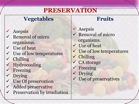 Contamination, Spoilage and preservation of Fruits and Vegetables | PPTX