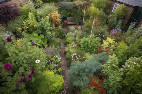 Premium Photo | View of garden from above showing diversity and variety ...