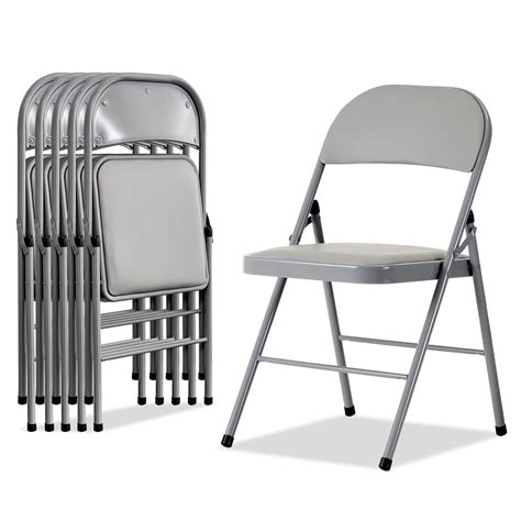 Amazon.com: Homnso 6 Pack Gray Folding Chair, Padded Folding Chairs ...