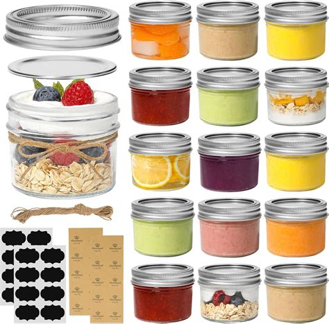 Amazon.com: KTMAMA Small Mason Jars with Lids 4oz - 16 Pack, Mini Mason ...