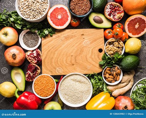 Fresh Raw Ingredients for Healthy Cooking. Vegetables, Fruit, Seeds ...