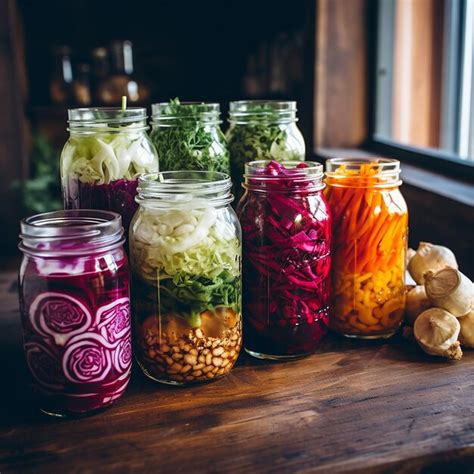 Fermented vegetables in jars | Premium AI-generated image