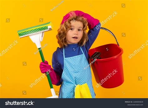 Studio Portrait Child Helping Housework Cleaning Stock Photo 2269445819 ...