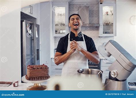 Man, Baker and Laughing in Kitchen on Vlog, Live Streaming and ...