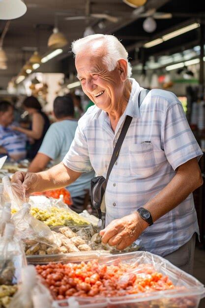 Premium AI Image | Senior traveler buying local products at a tourist ...