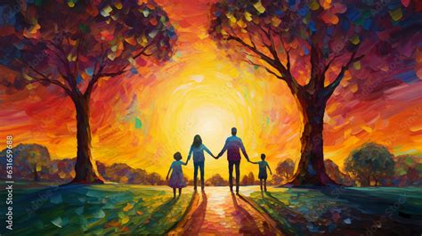 A dreamy illustration of an LGBTQ + family, all three members holding ...