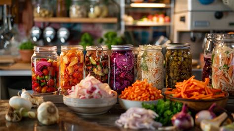 Variety of Fermented Vegetables Arranged at a Visually Appealing Way in ...