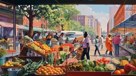 Vibrant Farmers Market with Colorful Produce Stalls | Premium AI ...