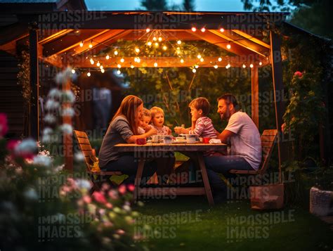 An evening meal in the garden with the family - Impossible Images ...