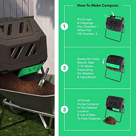 Vremi Tumbling Outdoor Compost Bin – Dual Chamber 360° UV Proof and ...