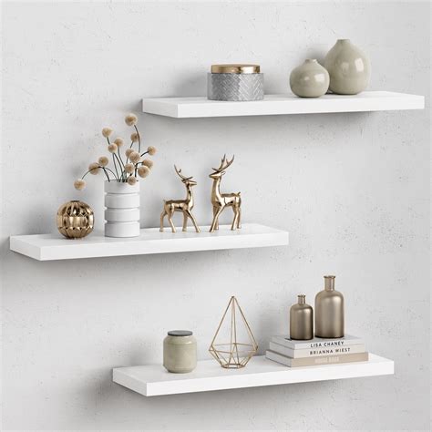 White Floating Shelves for Wall Decor, 24 Inches Long Wall Shelves for ...