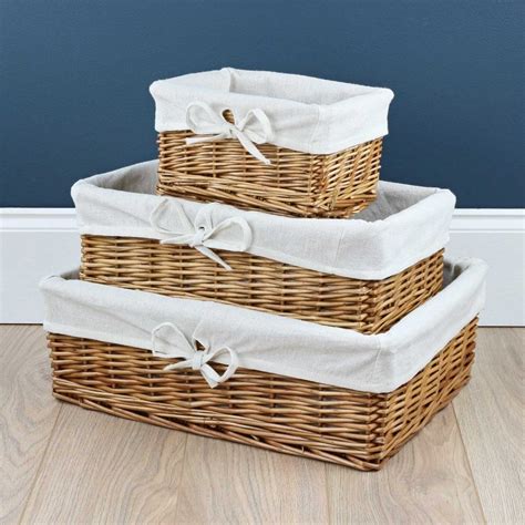 Natural Wicker Storage Basket Lined - The Basket Company