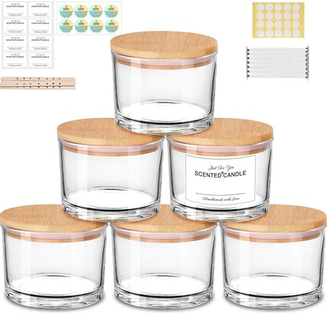 Amazon.com: LIYAR Glass Candle Jars 16 Oz Candle Containers 6 Pack Wide ...