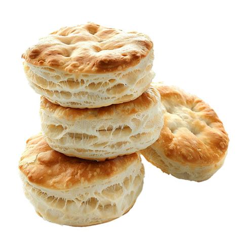 Stack of Golden Brown Flaky Biscuits Isolated on White Background Stock ...