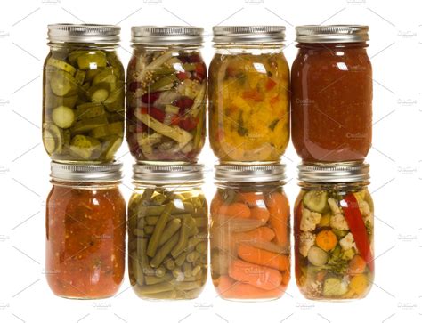 Jars of fresh produce containing food, canning, and canned | High ...