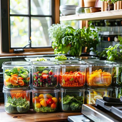 Well-organized Meal Prep Containers with Fresh Veggies Stock ...