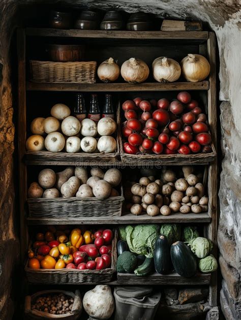 Root Cellar Filled with Fresh Vegetables for Winter Storage and ...