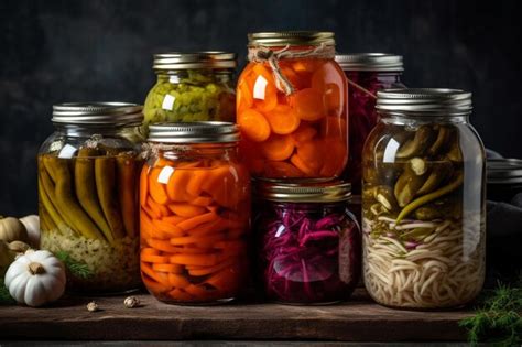 Premium Photo | Homemade preserved vegetables in jars