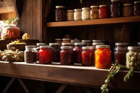 Jars with Homemade Jam in a Cozy Pantry Stock Image - Image of mason ...