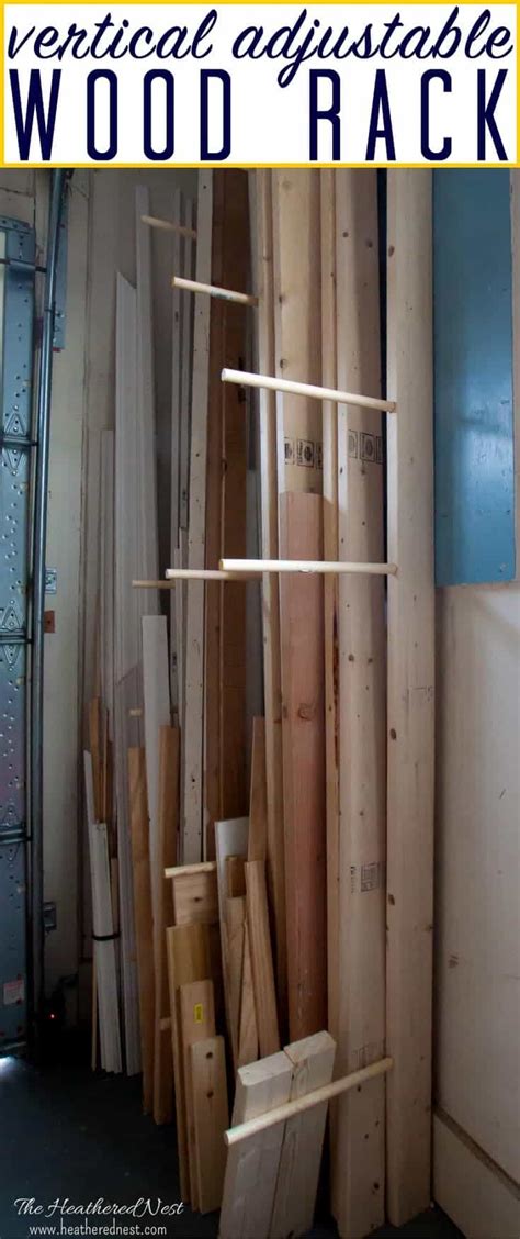 Easy DIY wood rack for storing lumber - The Heathered Nest