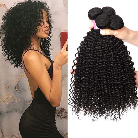 Amazon.com : Kinky Curly Human Hair Bundles Thick Curly Weave Bundles ...