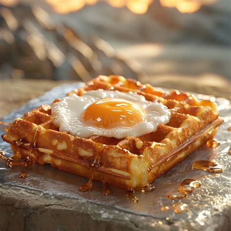 Fried Egg Waffle Breakfast stock illustration. Illustration of ...