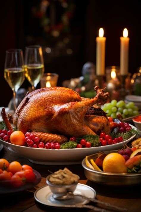 A Table Set for a Christmas Feast with All the Trimmings is Captured ...