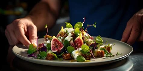 Premium Photo | Gourmet dish showcased beautifully on a plate fresh fig ...