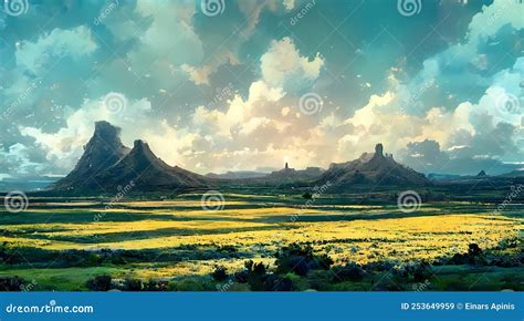 Rural Landscape Wallpaper Illustration Abstract Art Stock Illustration ...