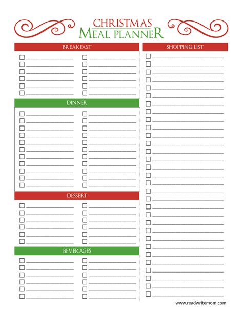 Free christmas meal planner printables 2018 - rolfdom