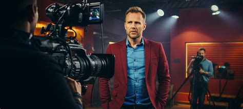 Premium Photo | Behind the scenes cameraman filming interview with ...