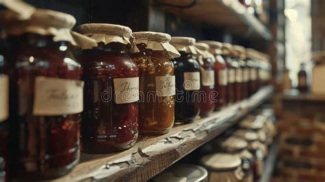 A Shelf Lined with Jars of Homemade Jams and Jellies with Handwritten ...
