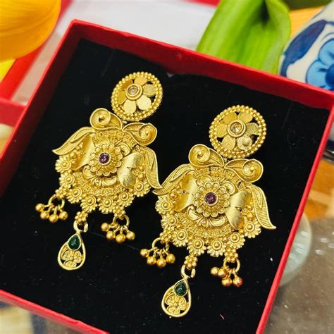 Gold Plated Bridal Earrings Indian - Etsy