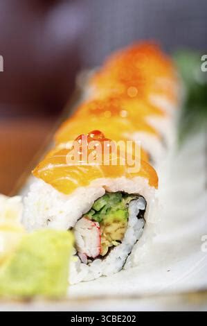 macro closeup of fresh sushi choice combination assortment selection ...