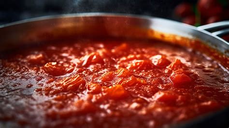 Premium AI Image | A Photo of Tomato Sauce Simmering in a Pan