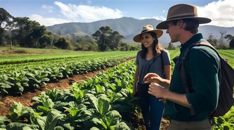 Premium AI Image | A traveler learning about sustainable agriculture on ...