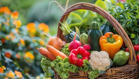 Premium Photo | Freshly Harvested Vegetables in a Wicker Basket in a ...