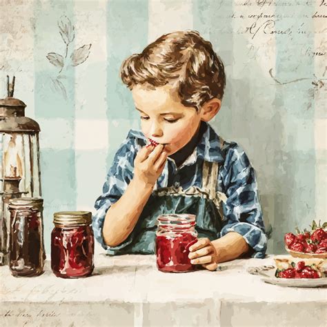 Child With Homemade Jam Vintage Free Stock Photo - Public Domain Pictures