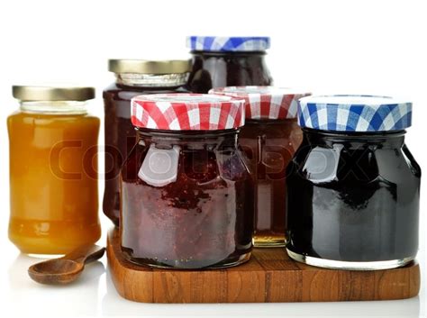 Assortment of jam in the glass jars | Stock image | Colourbox