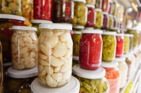 Canned Fruits and Vegetables in Glass Jars Stock Photo - Image of ...