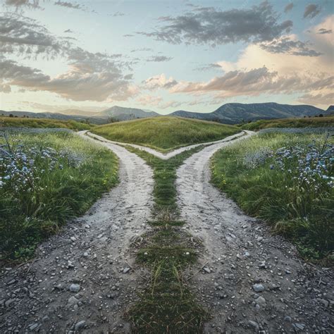 Premium Photo | Choosing between two distinct paths leading to ...