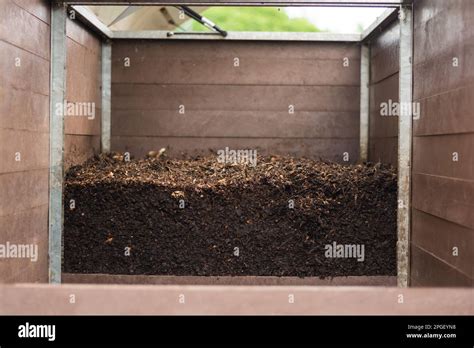 mature compost ready to use in garden produced in a community composter ...