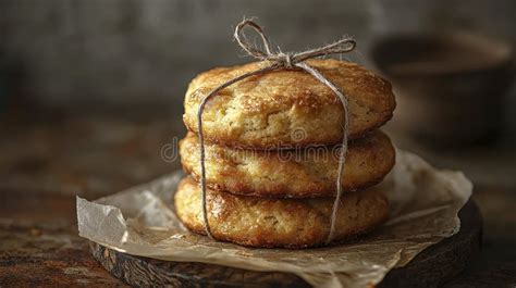 Delicious Stack of Golden Brown Biscuits, a Rustic Still Life Depicting ...