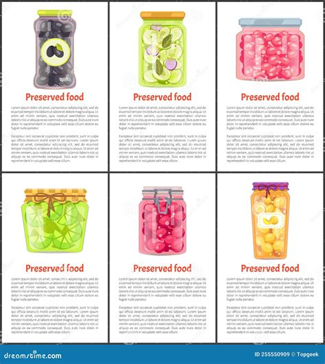 Preserved Food Fruits and Vegetables Canned Jars Stock Vector ...
