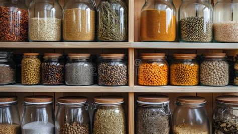 Well-stocked Pantry Shelves with Jars Stock Illustration - Illustration ...