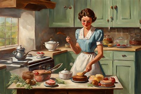 Vintage Housewife Cooking Free Stock Photo - Public Domain Pictures