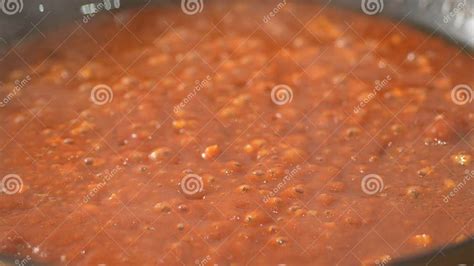 Simmering Tomato Sauce in Pot. Stock Photo - Image of gastronomy ...