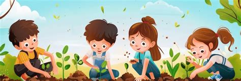 Premium Photo | Children Planting Seeds in Garden